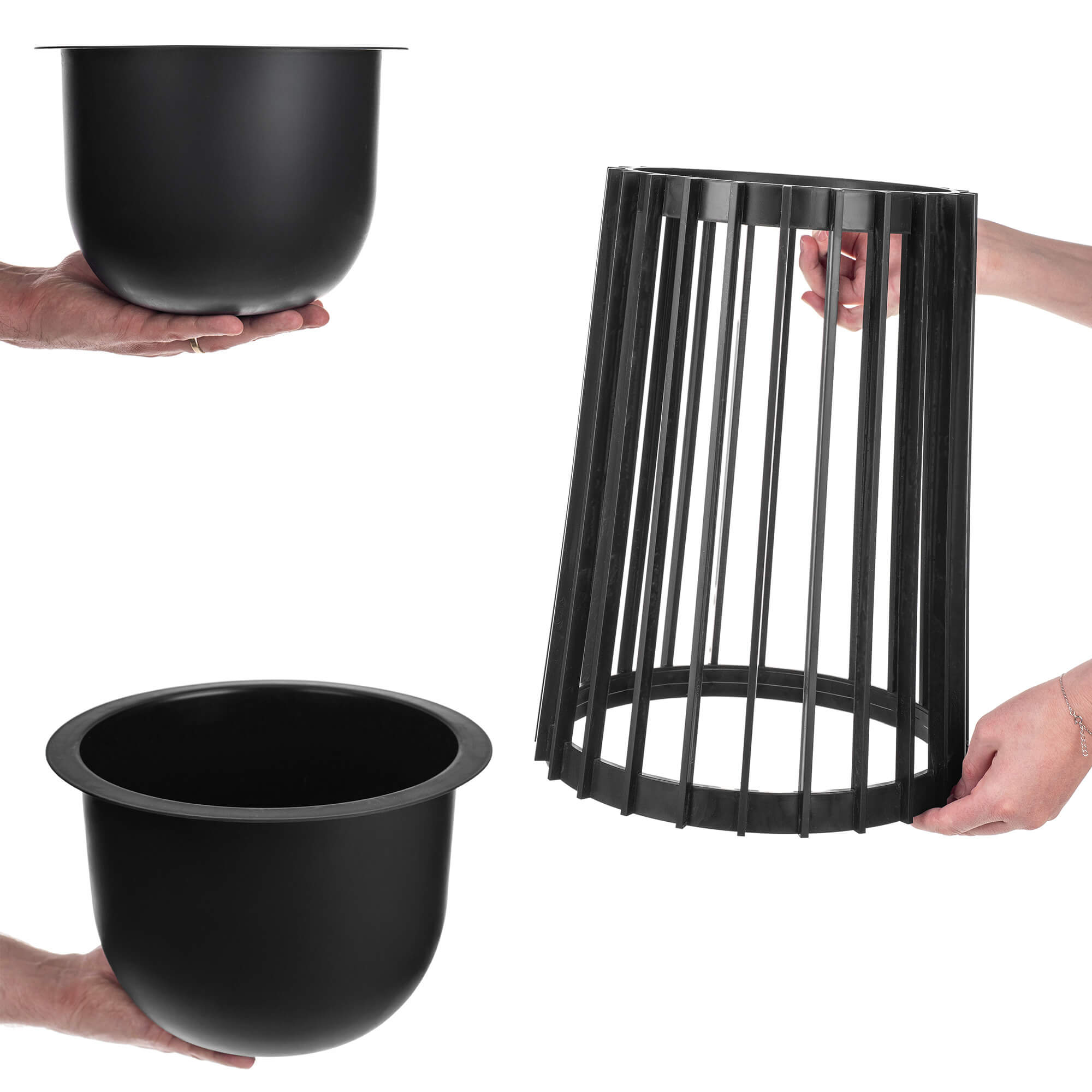 Kwietnik dwustronny Aytre 54 cm czarny + 2 wkłady