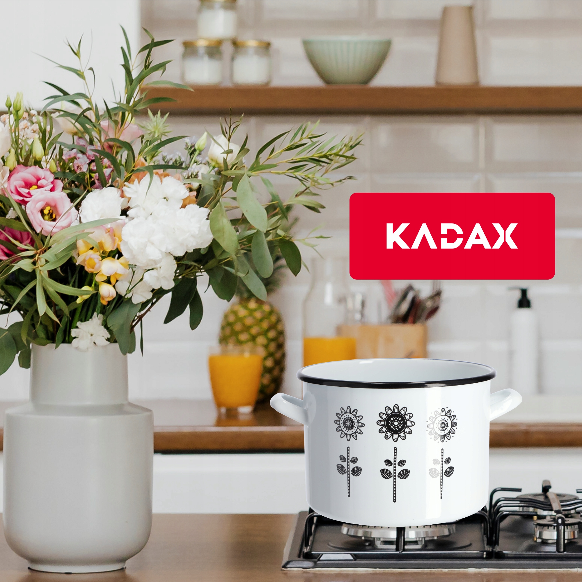 Garnek emaliowany wysoki 3.4L, biały