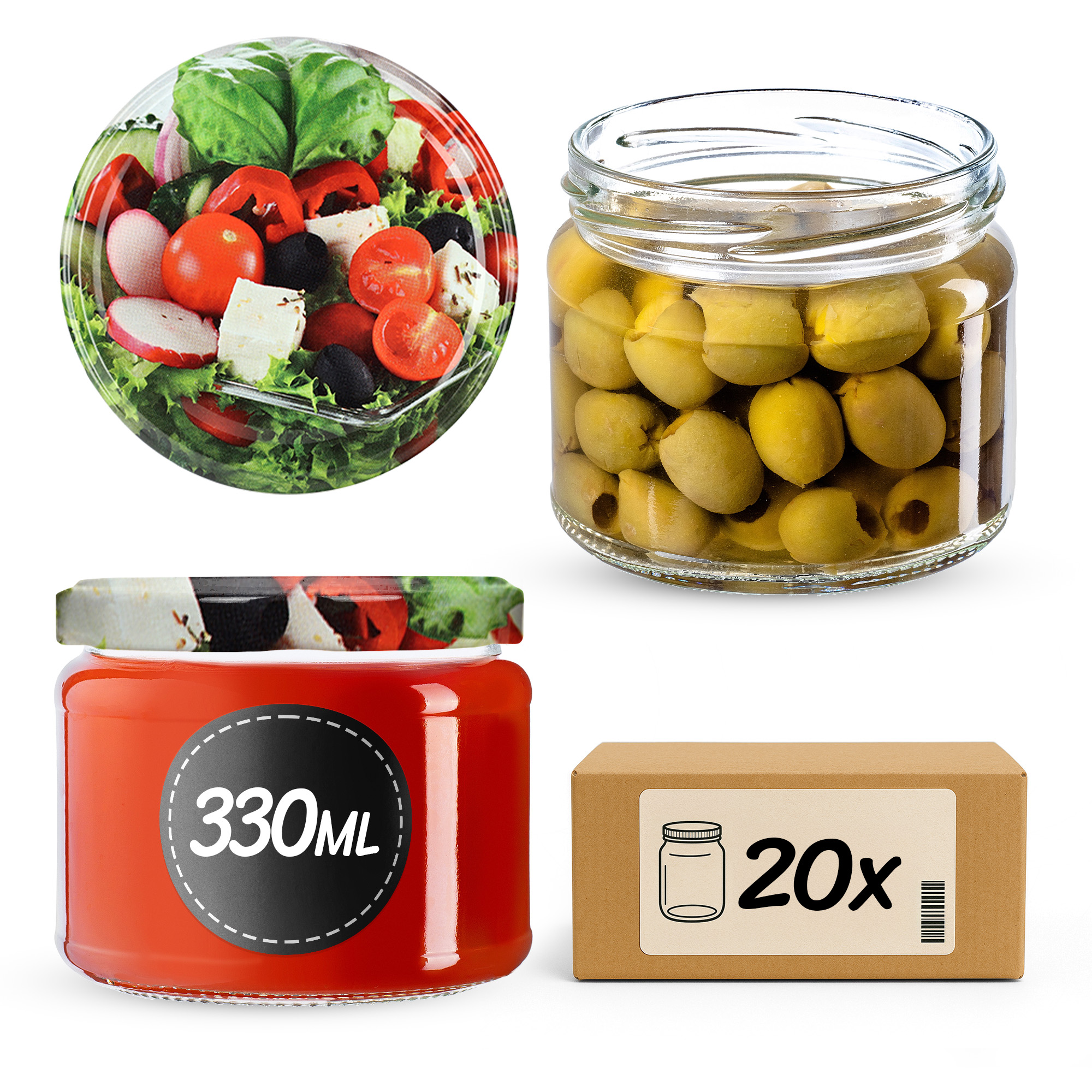 Słoiki Sonka 330ml 20szt 82mm + wieczka "Mix warzyw"