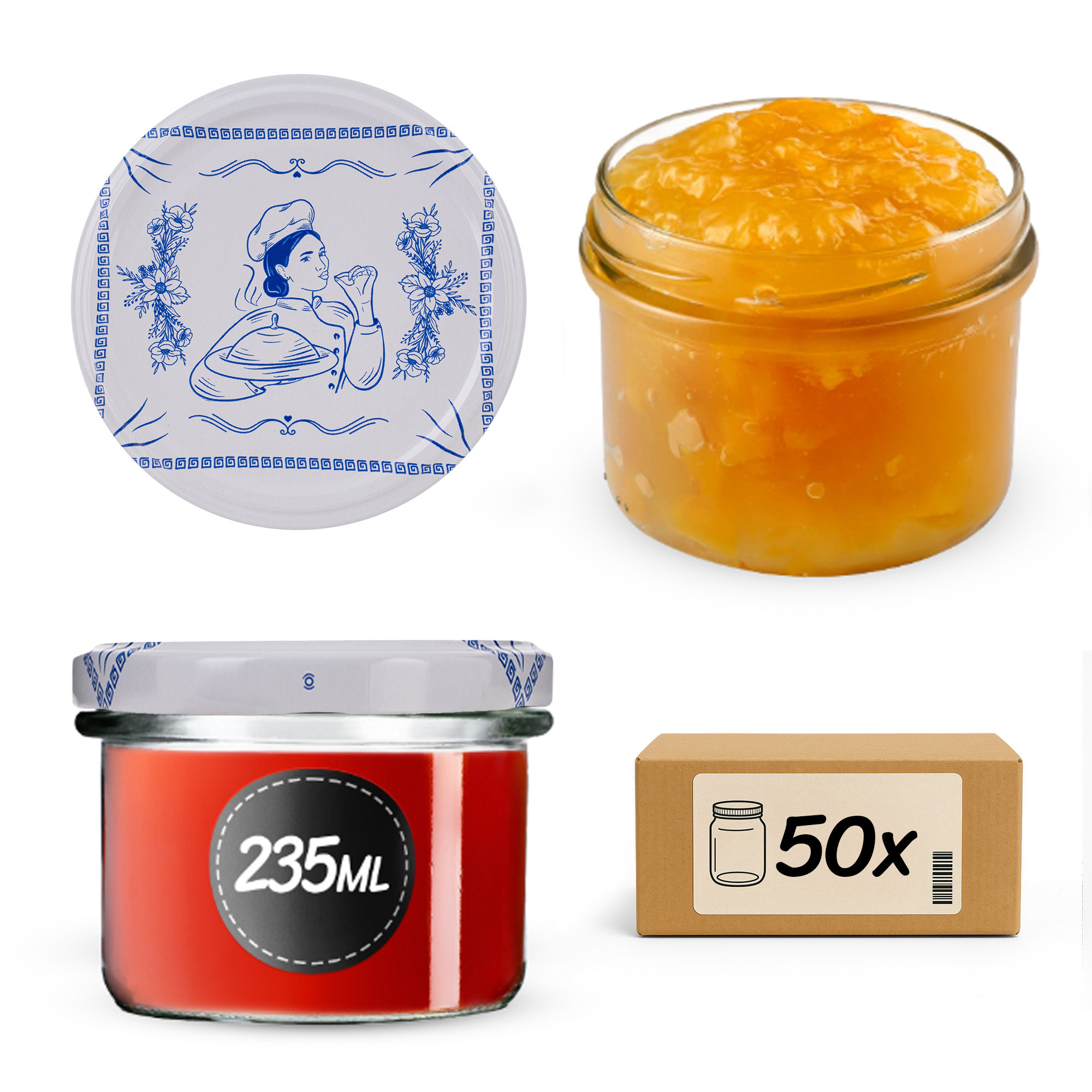 Słoiki na przetwory Tartu 235ml fi82mm 50szt + wieczko Makatka