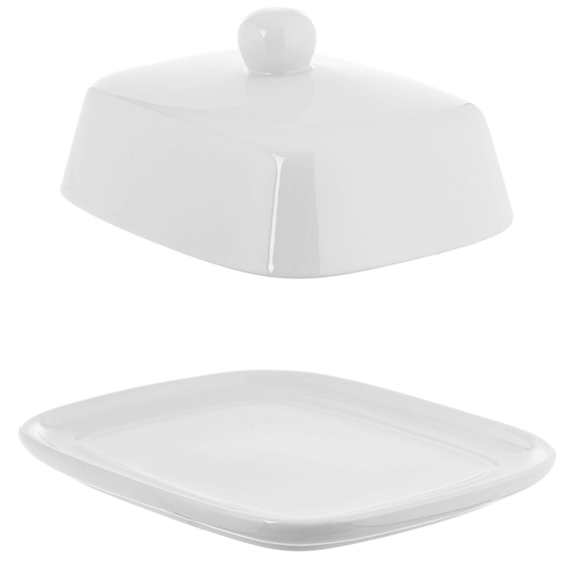 Porcelanowa maselnica Vesc 16.5 x 13 cm biała