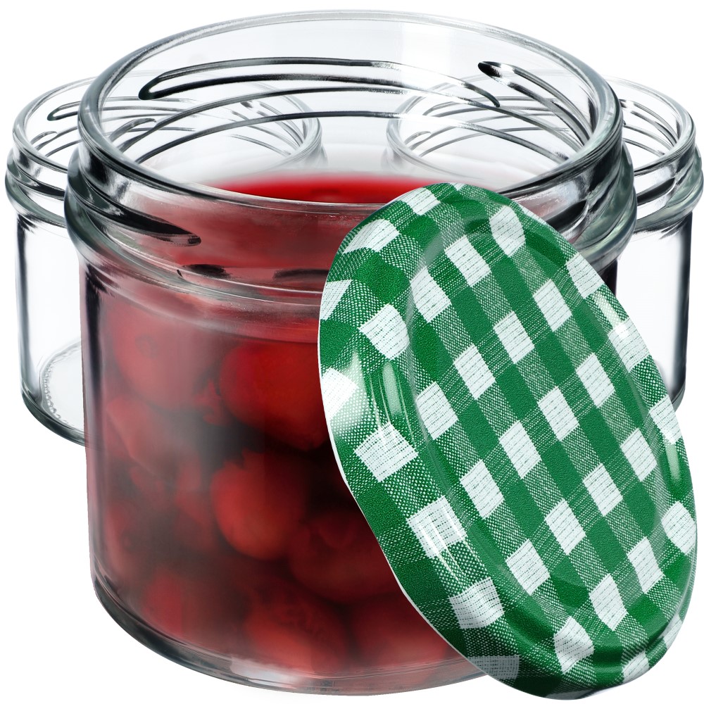 Słoiki Vigo 140ml 100szt 66mm + wieczko "Zielona krata"