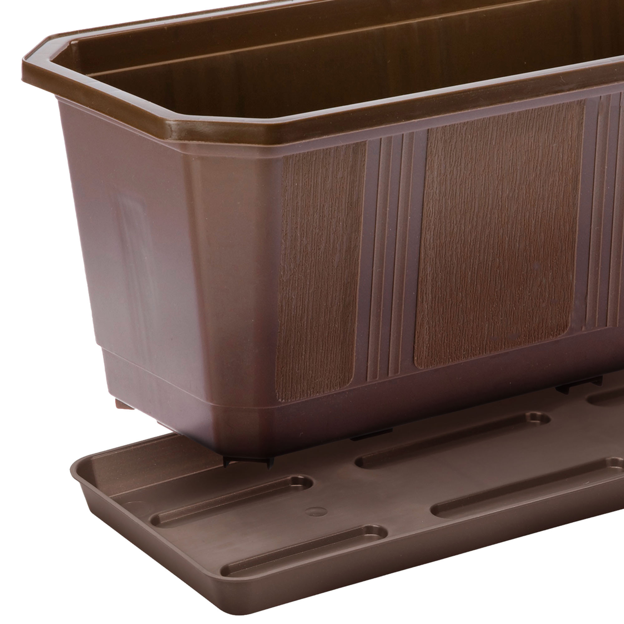 Doniczka balkonowa z uchwytami Oste 60 cm + 80 cm, brązowa