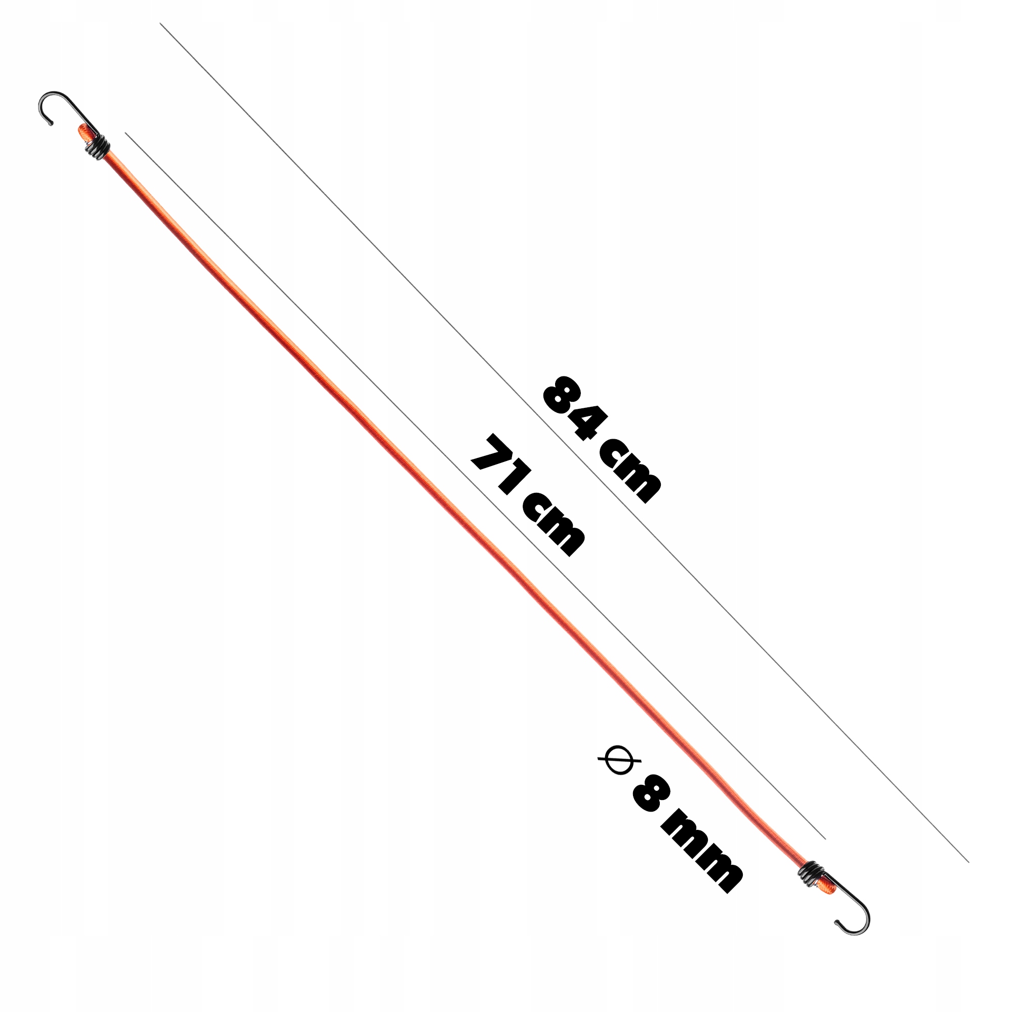 Guma elastyczna z hakiem 84 cm, pomarańczowa