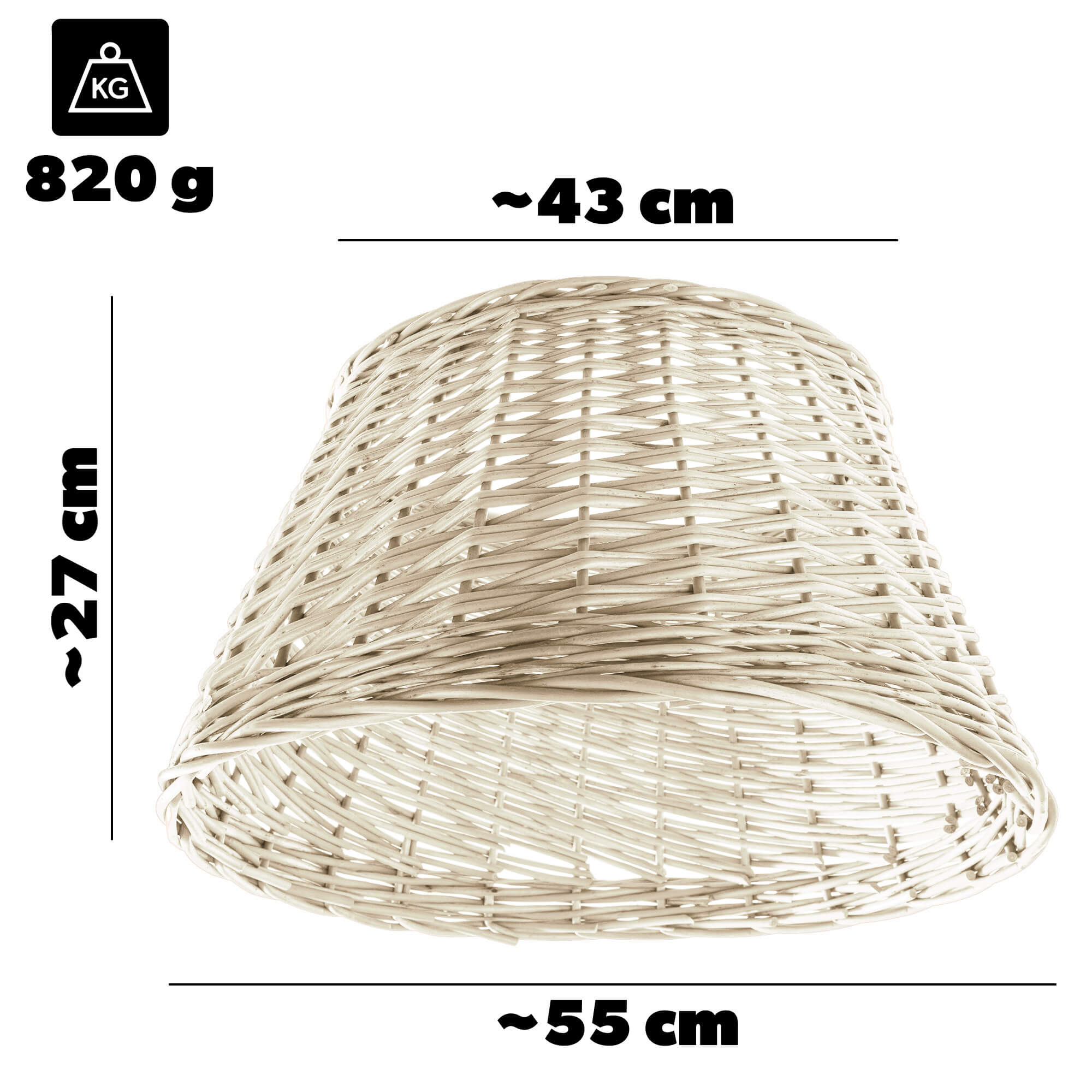 Osłona wiklinowa choinkowa naturalna Aliano 55cm biała