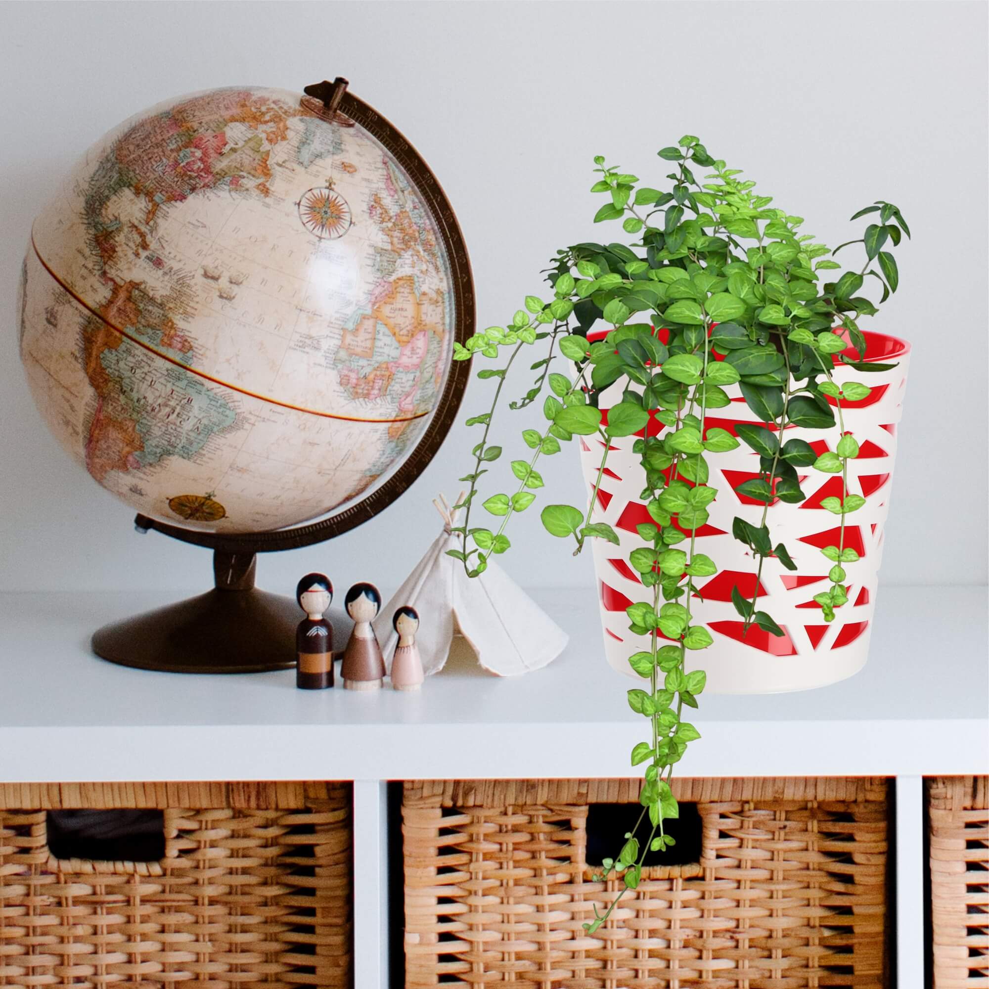 Doniczka z wkładem Rusio 15 cm, czerwona