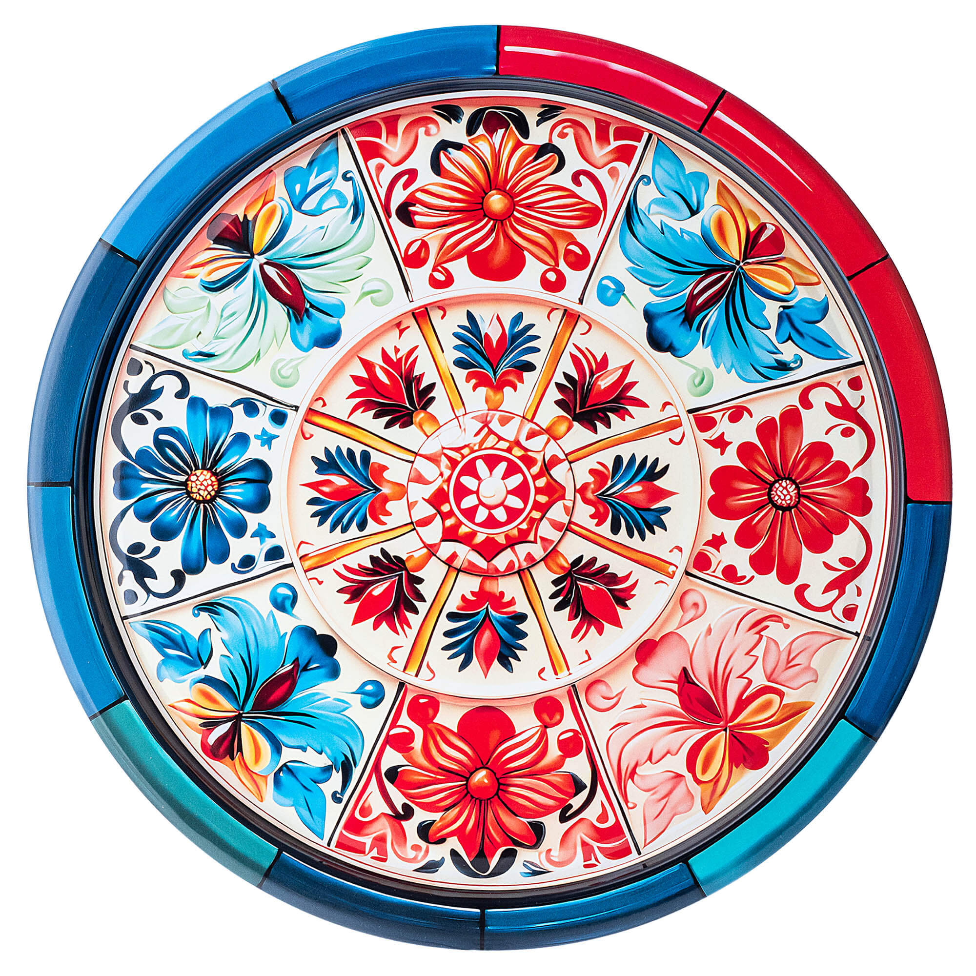 Taca okrągła litografowana Terzone 32.5 cm metalowa "Mozaika"