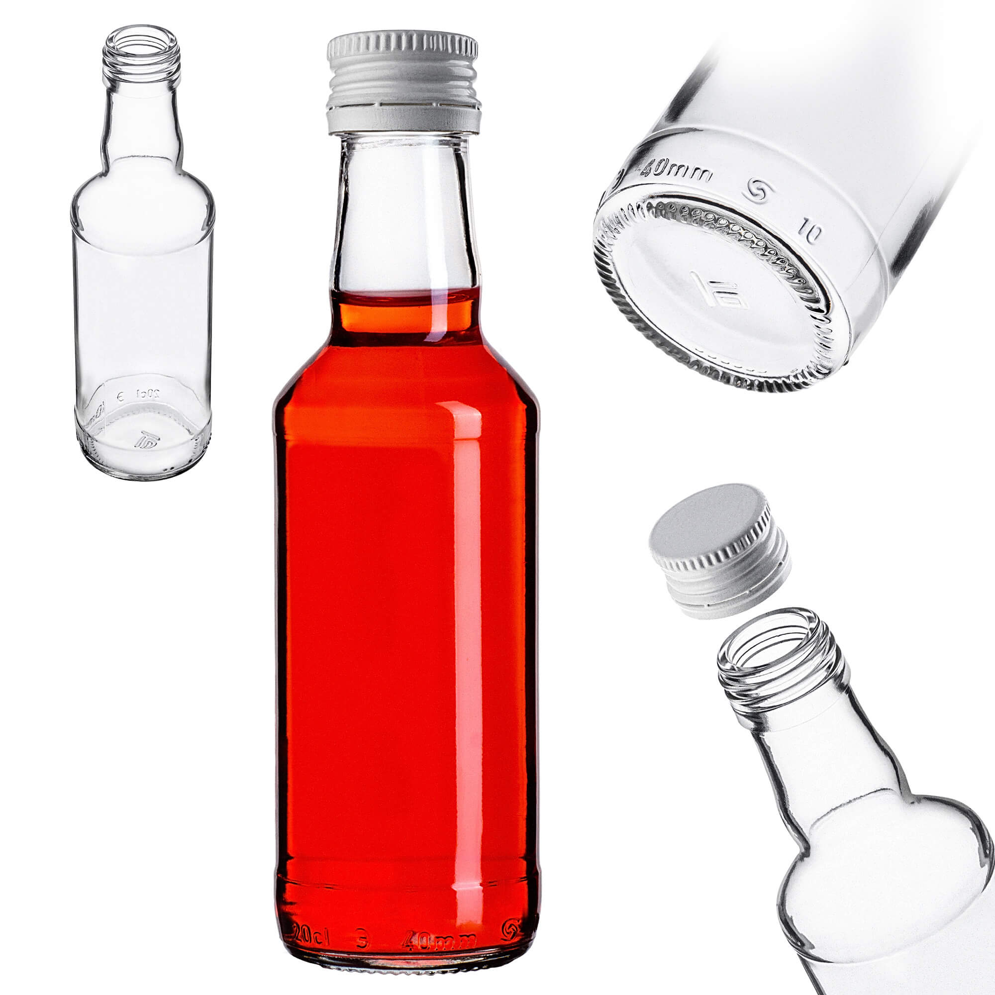 Szklana butelka Monopol 200ml z białą zakrętką 1 szt.