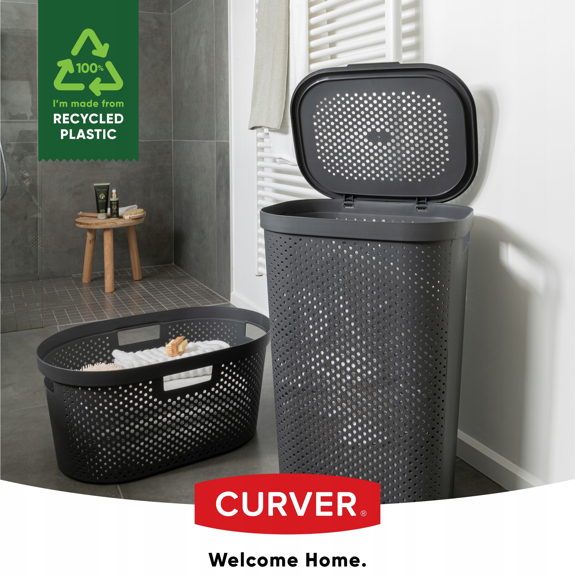 Kosze z pokrywą Curver Infinity 60L mix kolorów, 2 szt. czarny i zielony