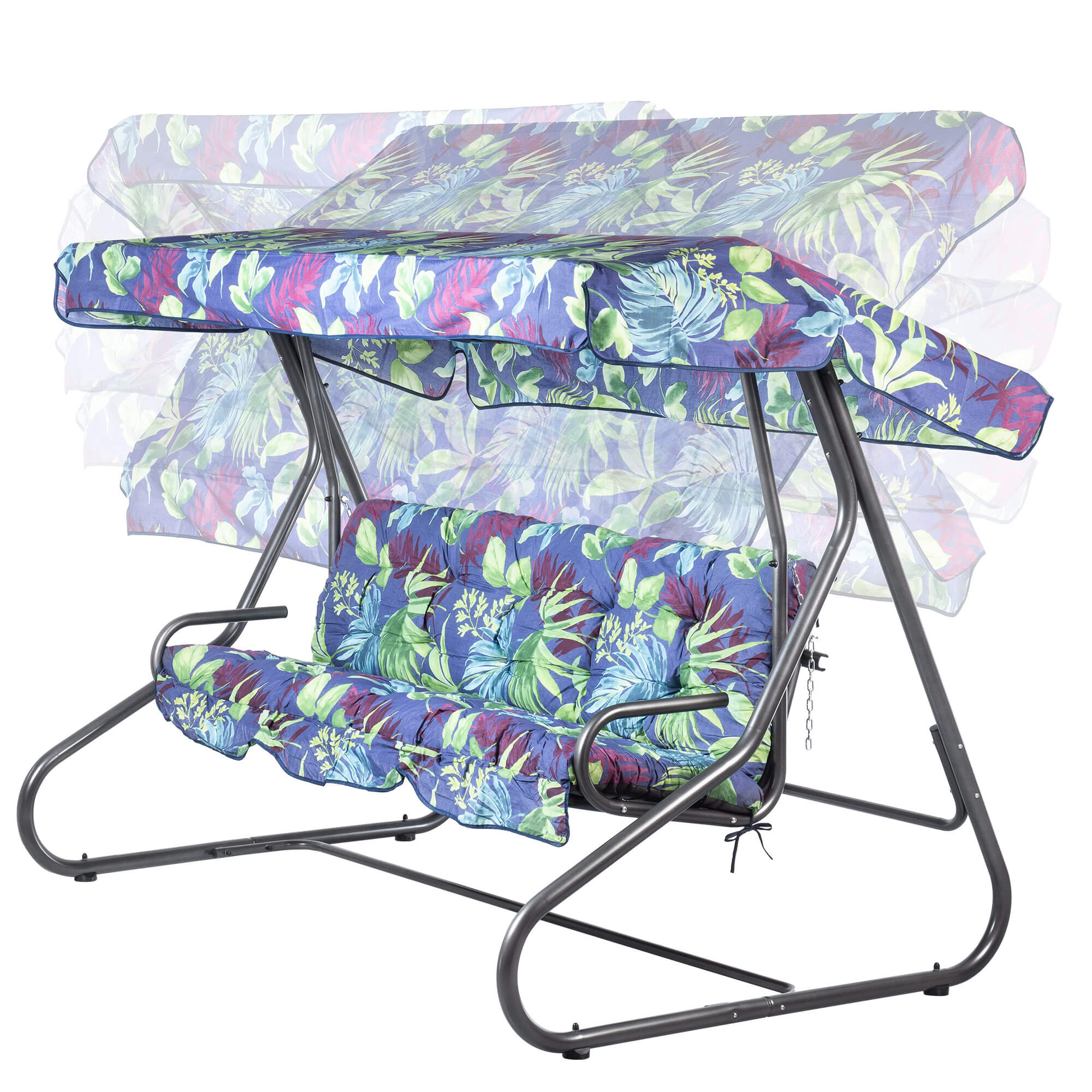 Huśtawka ogrodowa z daszkiem 208 x 159 cm, liście