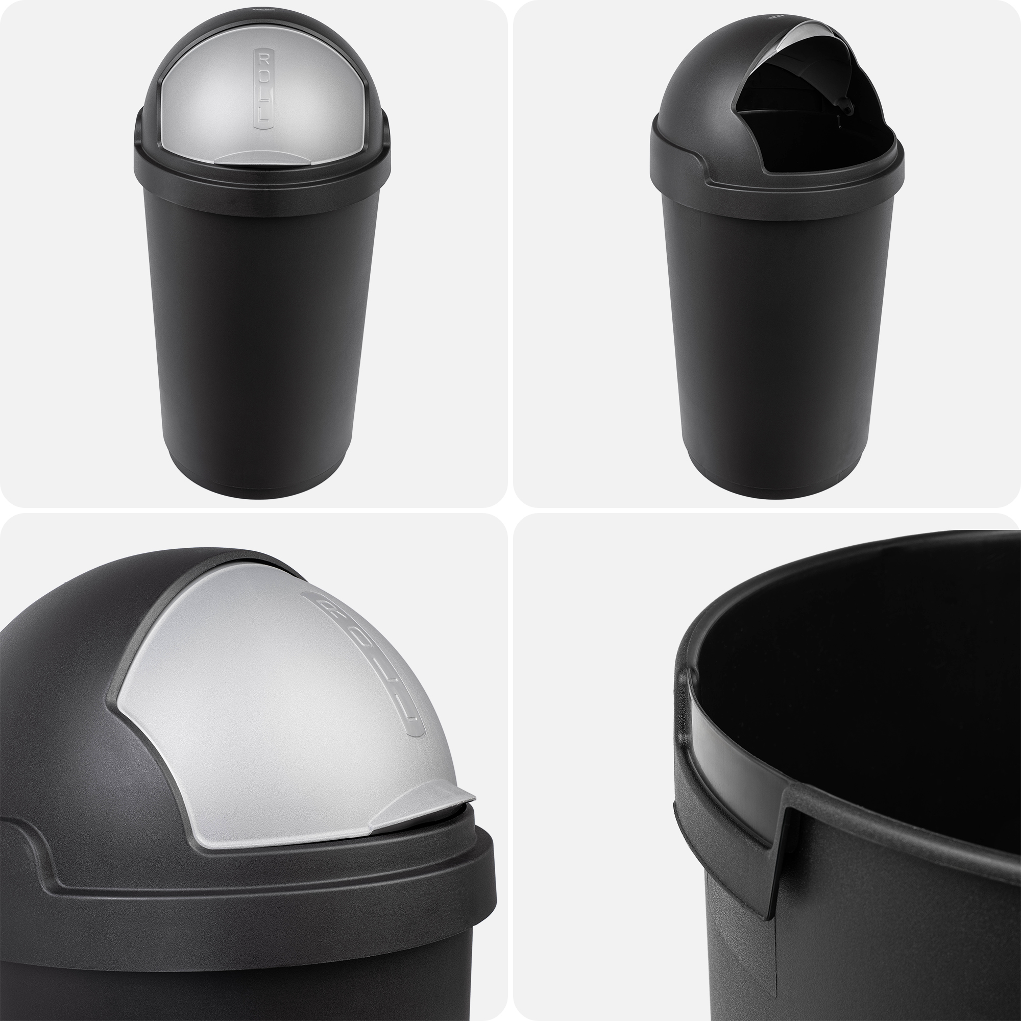 Kosz na śmieci 50L Curver, czarno-srebrny