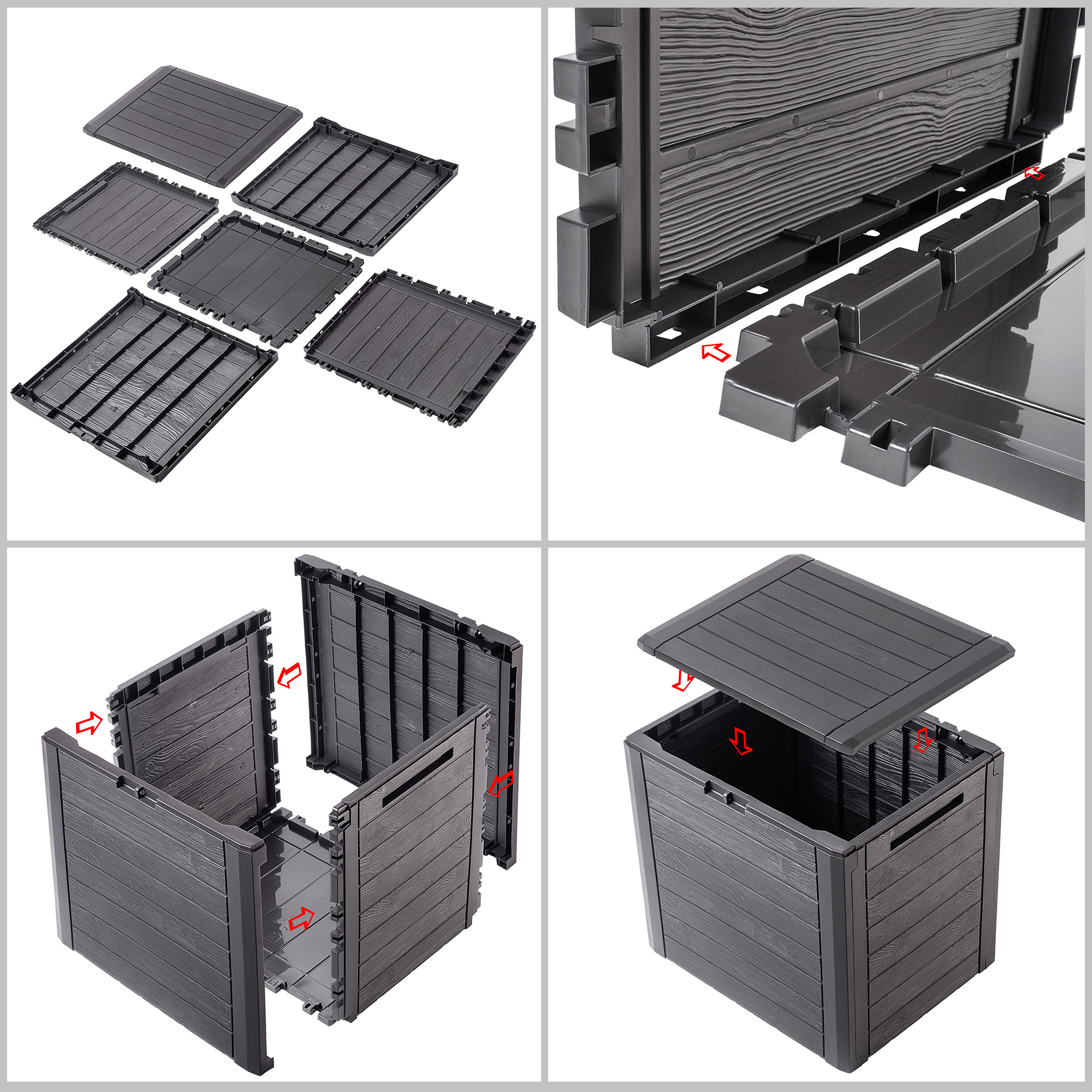 Skrzynia ogrodowa Grewena 140L, ciemny brąz