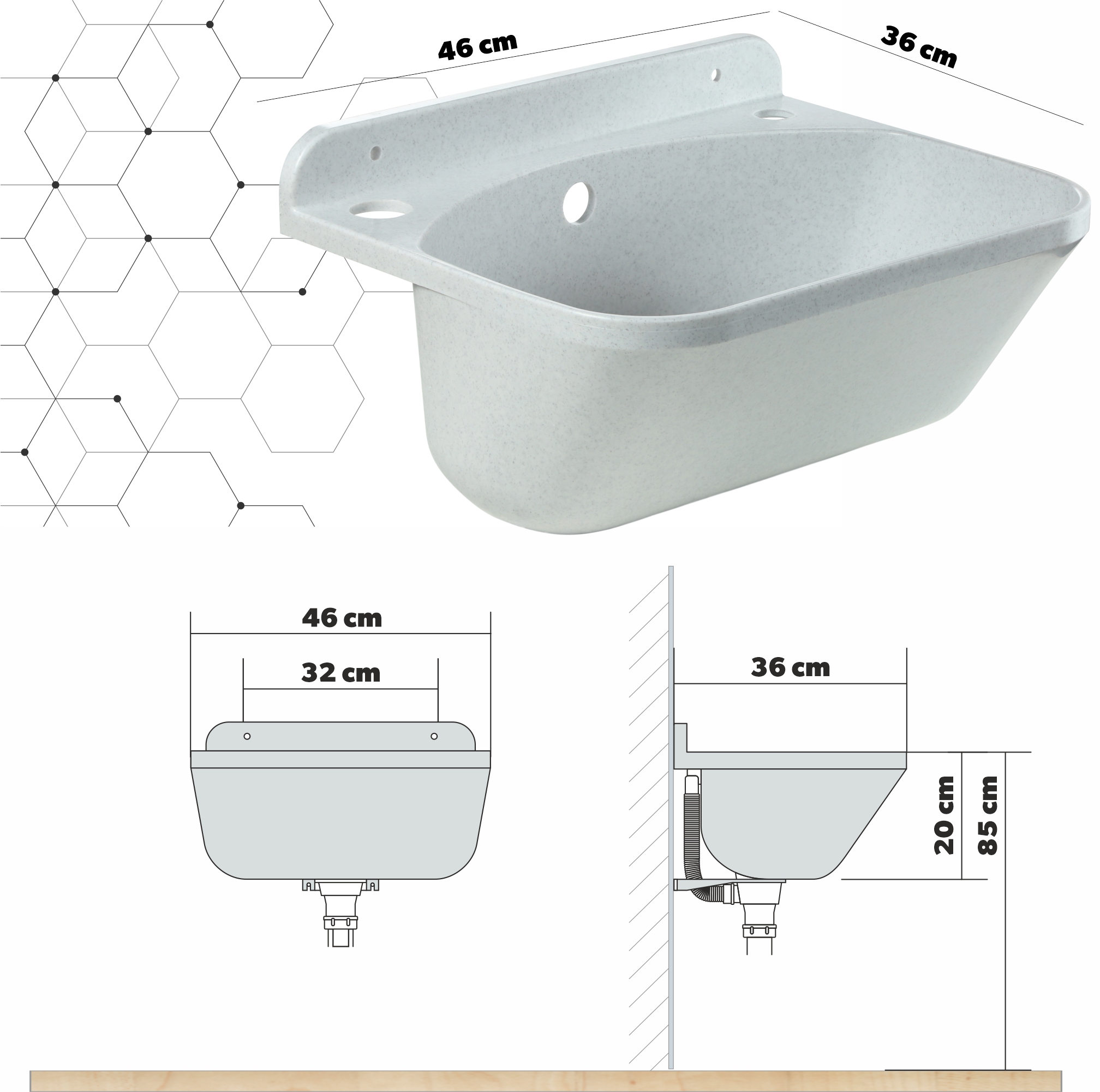 Zlew gospodarczy z wyciąganą baterią i dozownikiem Gospo Eko, biały