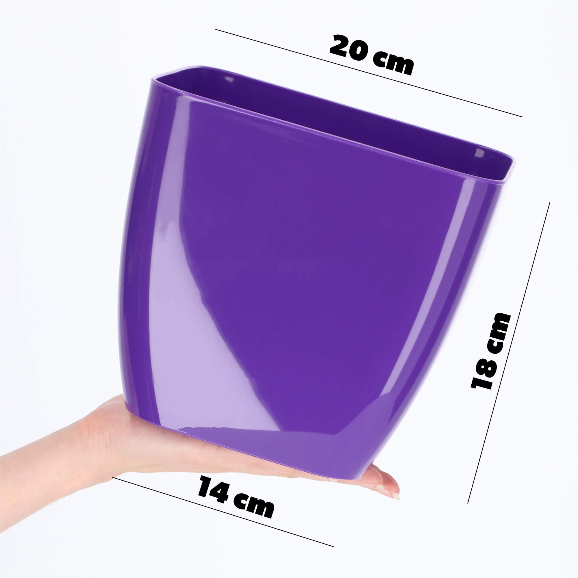 Doniczka kwadratowa Borgo 20 cm, fioletowa