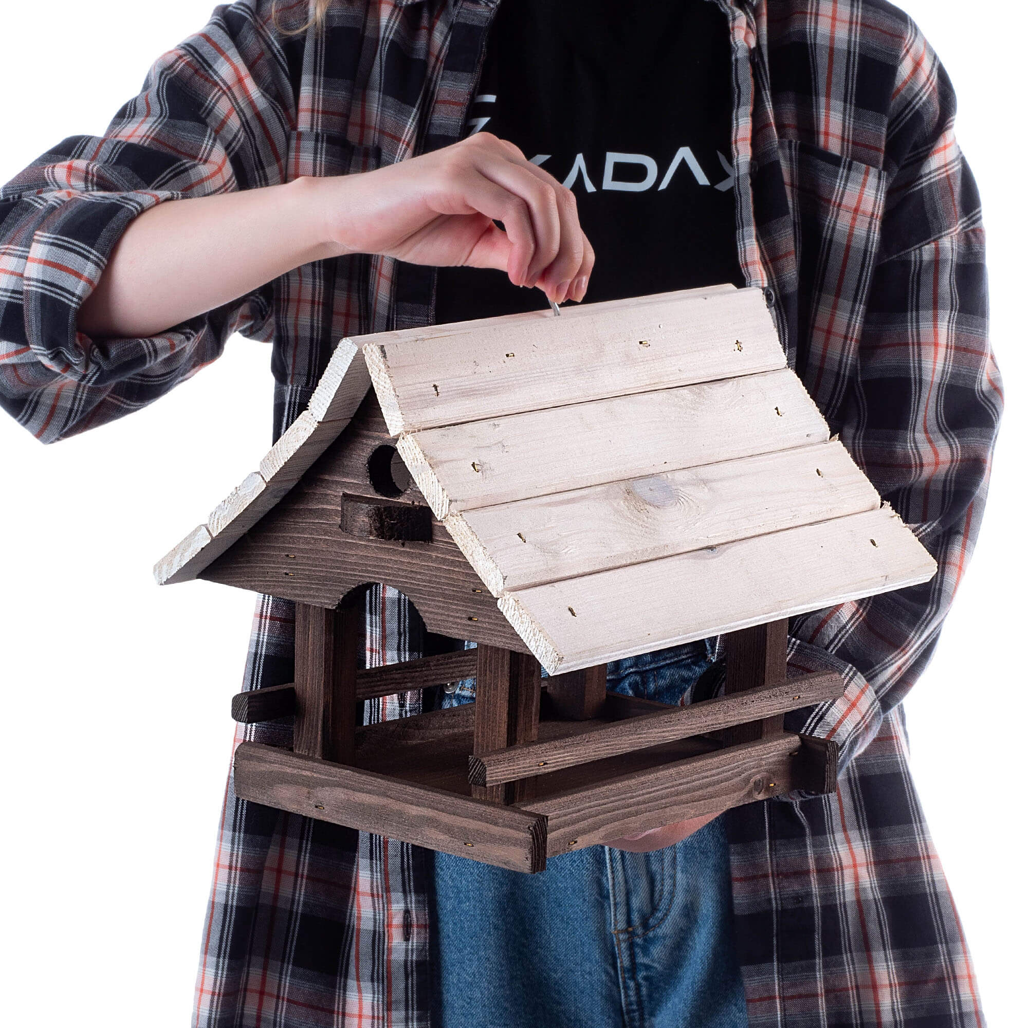 Karmnik dla ptaków Arbis domek 30 x 25 cm brązowo-biały