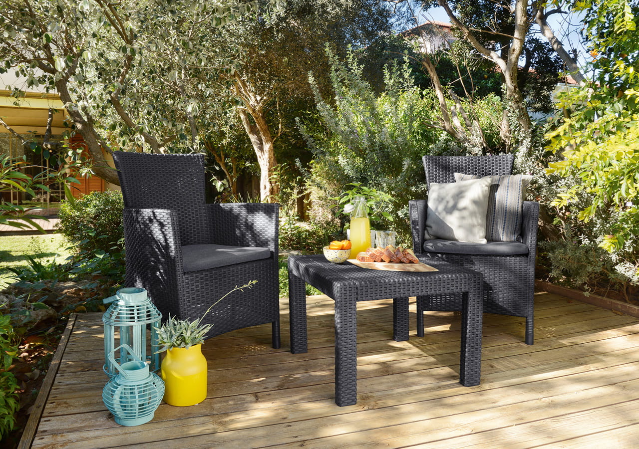 Zestaw mebli Keter Rosario 2 krzesła + stolik kawowy grafit