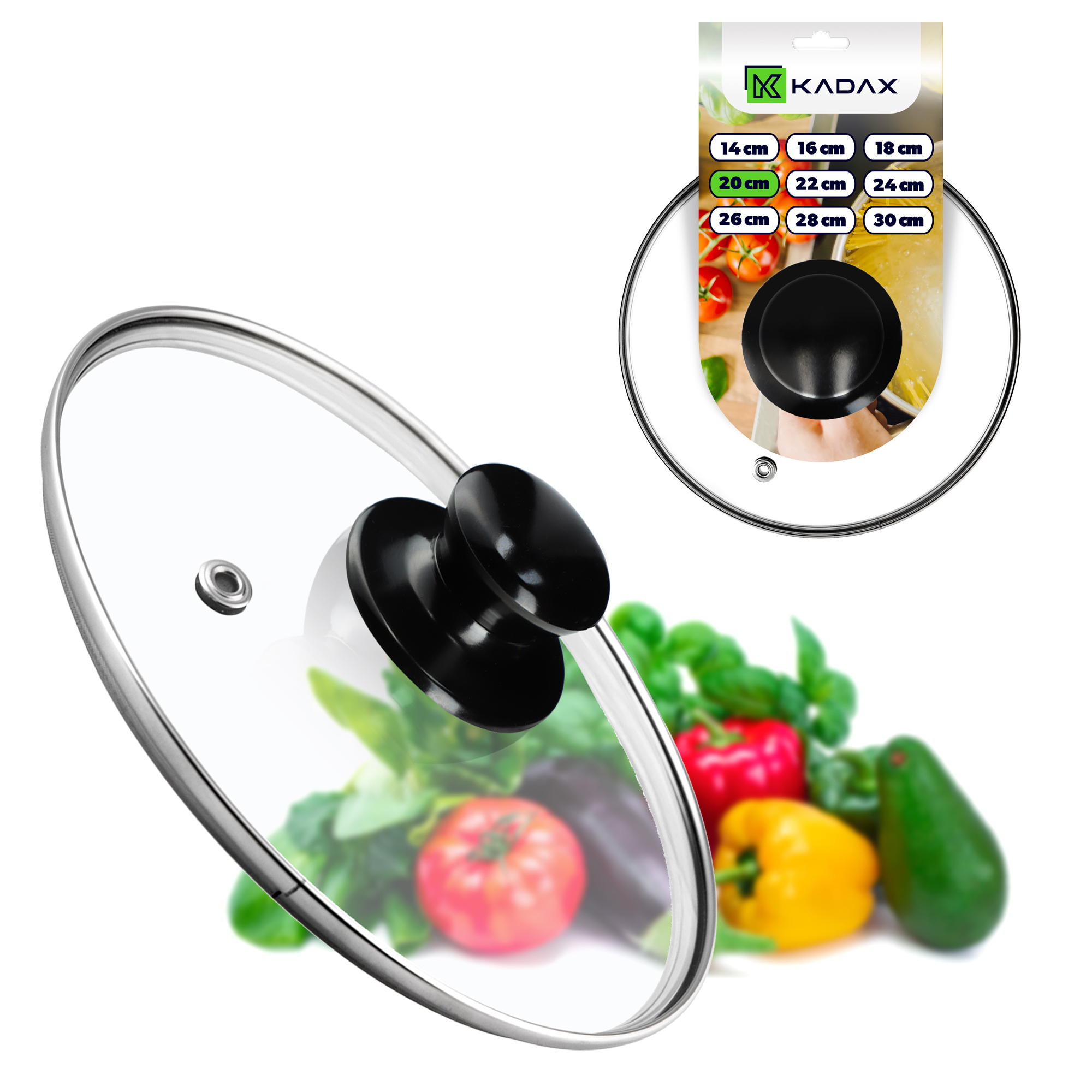 Pokrywa żaroodporna z czarnym uchwytem Caserta 20 cm