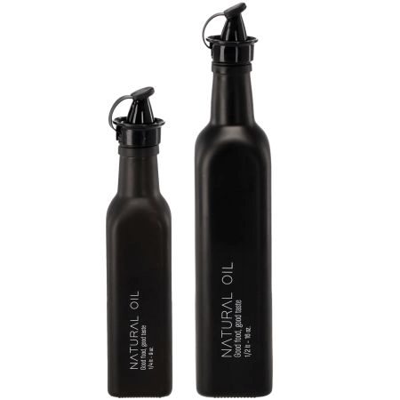 Butelki na oliwę Setri 0,25L + 0,5L, czarne, 2 szt.