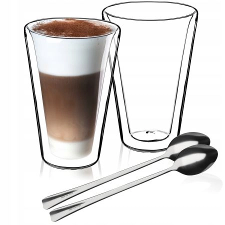 Szklanki termiczne do kawy 380 ml + łyżeczki 2szt.