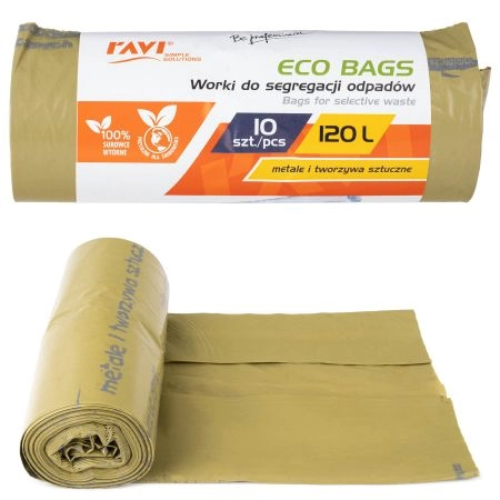 Worki Eco Bags RAVI 120L 10szt żółte na plastik