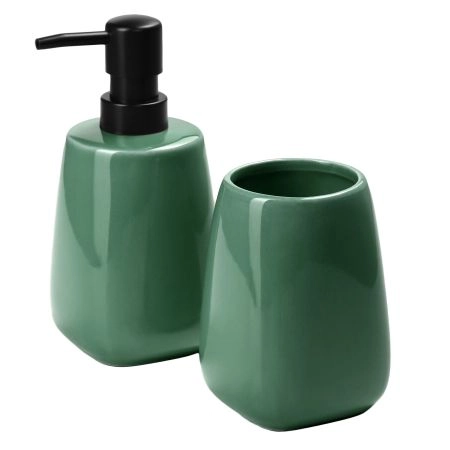 Zestaw łazienkowy Ivo kubek łazienkowy + dozownik na mydło, zielony