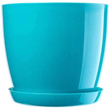 Doniczka na kwiaty z podstawką 12 cm, turkusowa