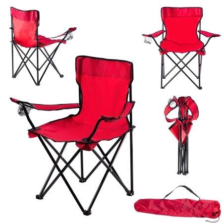Krzesło wędkarskie składane 82 x 79 cm, czerwone