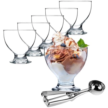 Pucharki do lodów i deserów z łyżką 450 ml 6 szt.