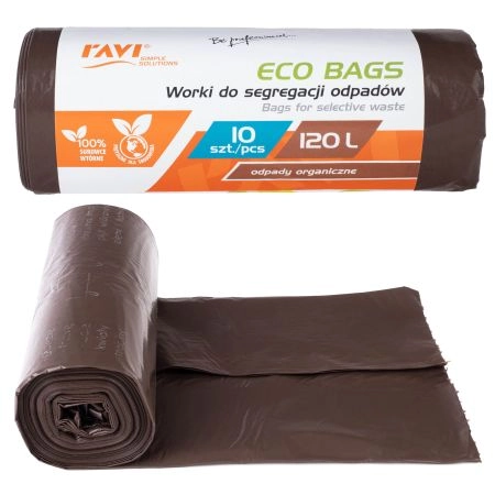 Worki Eco Bags 120L 10 szt brązowe biodegradowalne