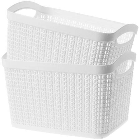 Koszyk plastikowy prostokątny Fonti 6.6L, biały, 2 szt.