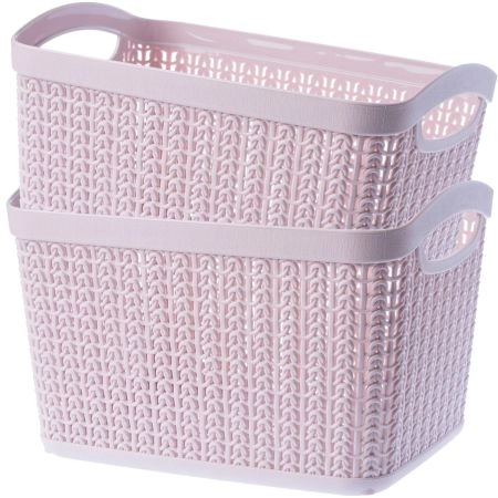 Koszyk plastikowy prostokątny Fonti 6.6L, różowy, 2 szt.