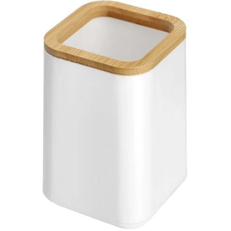 Kubek łazienkowy z bambusem Carrara, biały