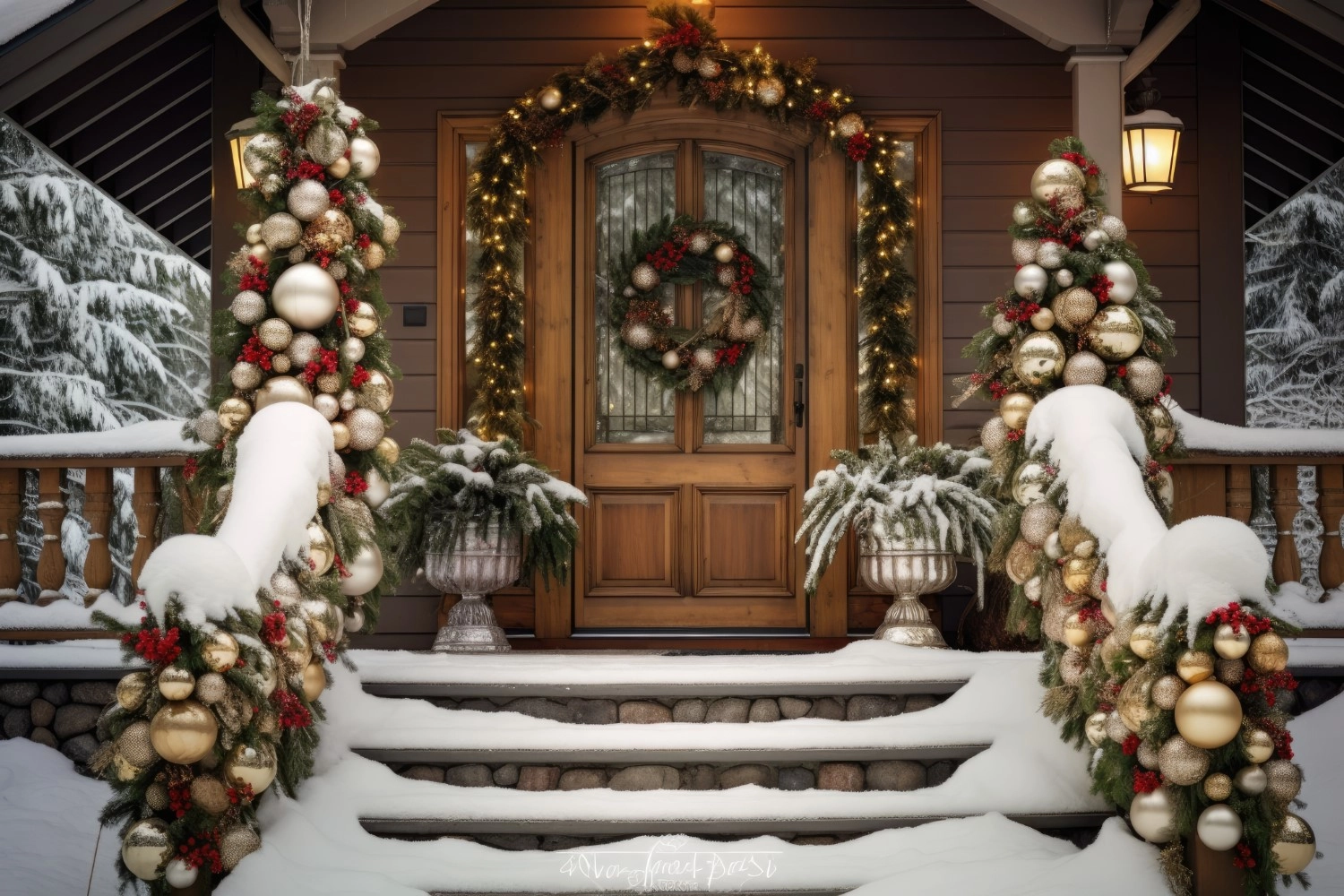 Eleganckie dekoracje świąteczne na zewnątrz domu