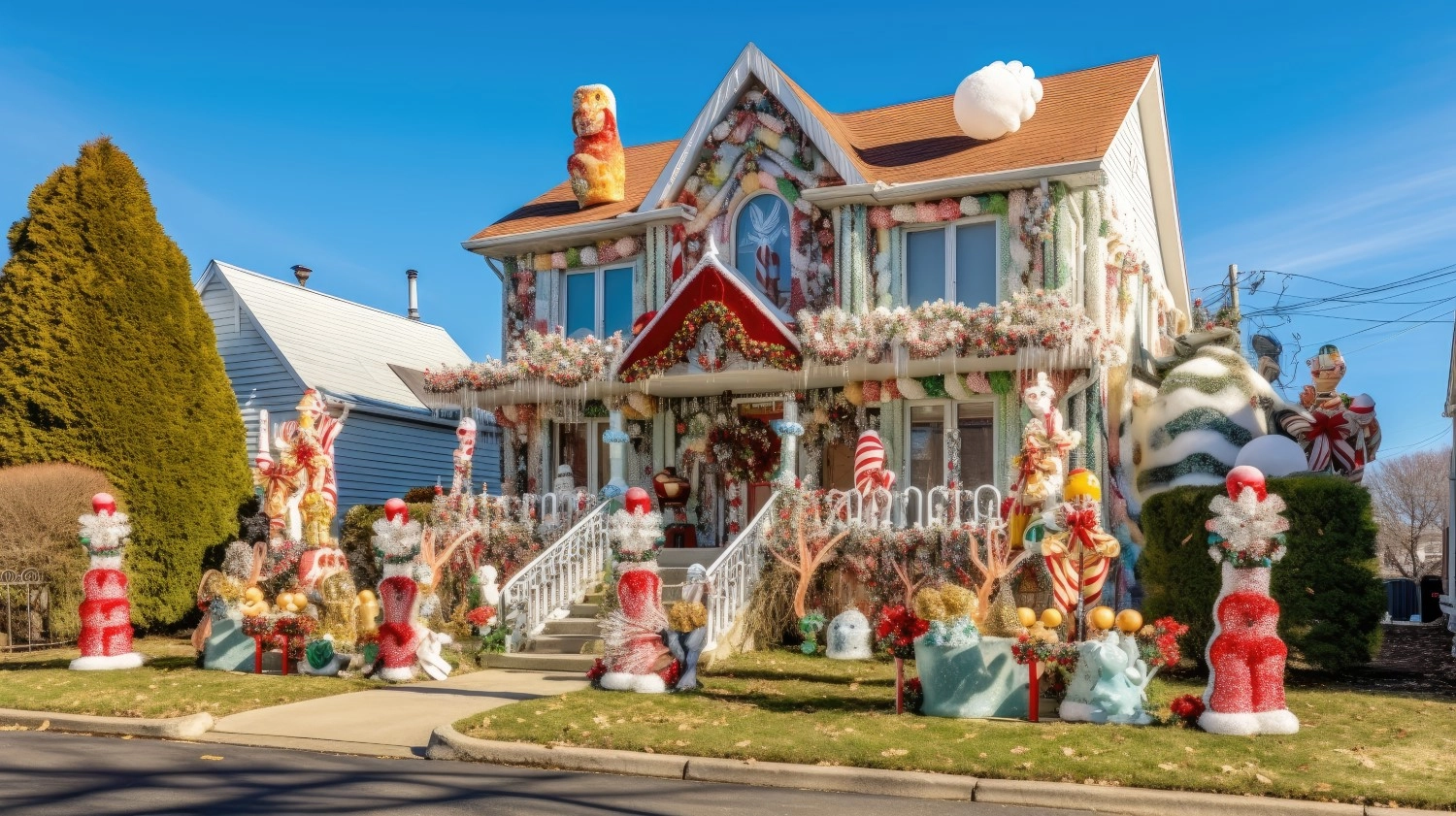 Dekoracje świąteczne na zewnątrz domu – wersja z kransalami