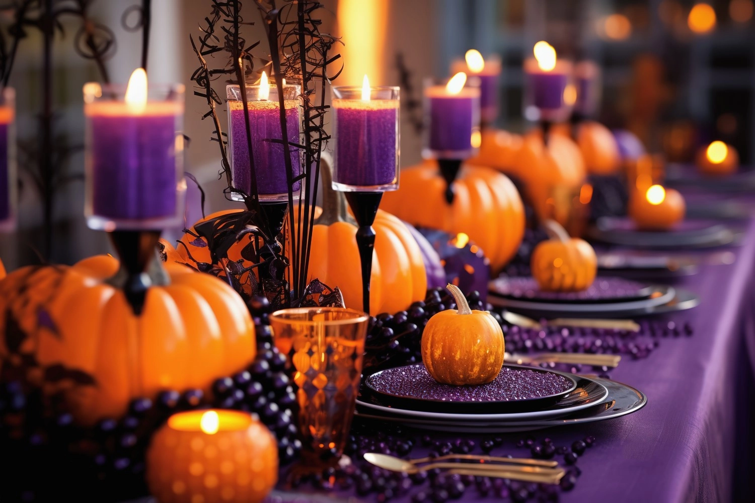 Dekoracje na stół jesienny w stylu Halloween