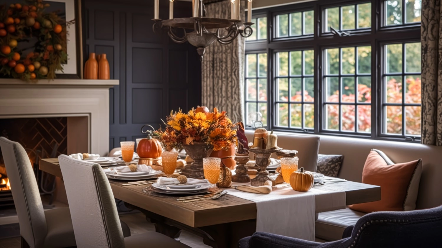 Jesienna dekoracja stołu w stylu klasycznym