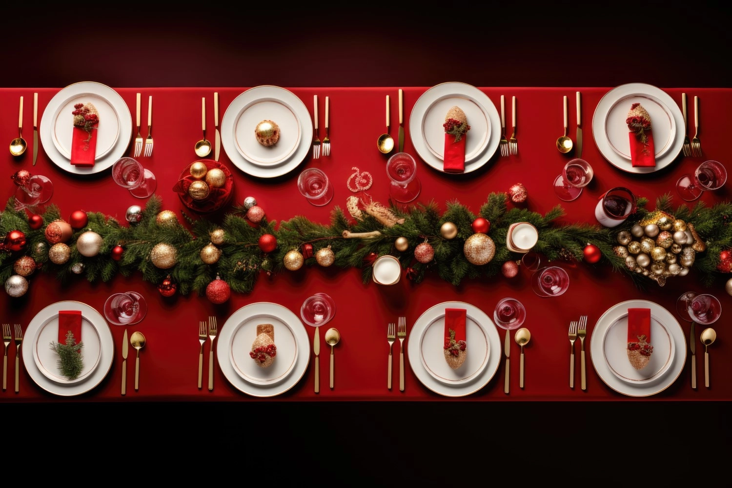 Dekoracja świąteczna na stół w czerwieni